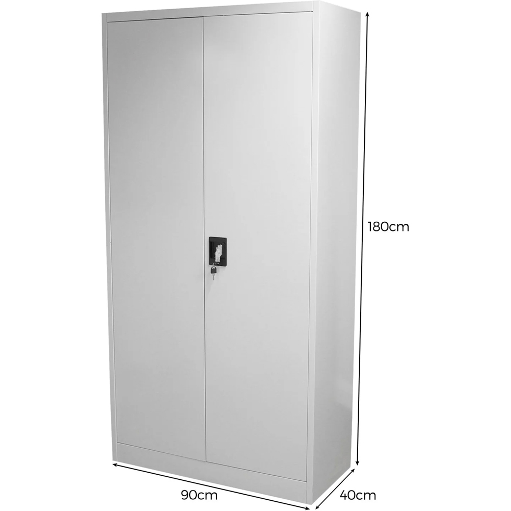 MonsterShop 2 Door 4 Shelf Light Grey Filing Cabinet Image 6