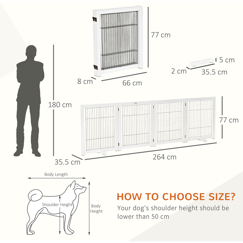 PawHut White 4 Panel Freestanding Pet Safety Gate Image 6