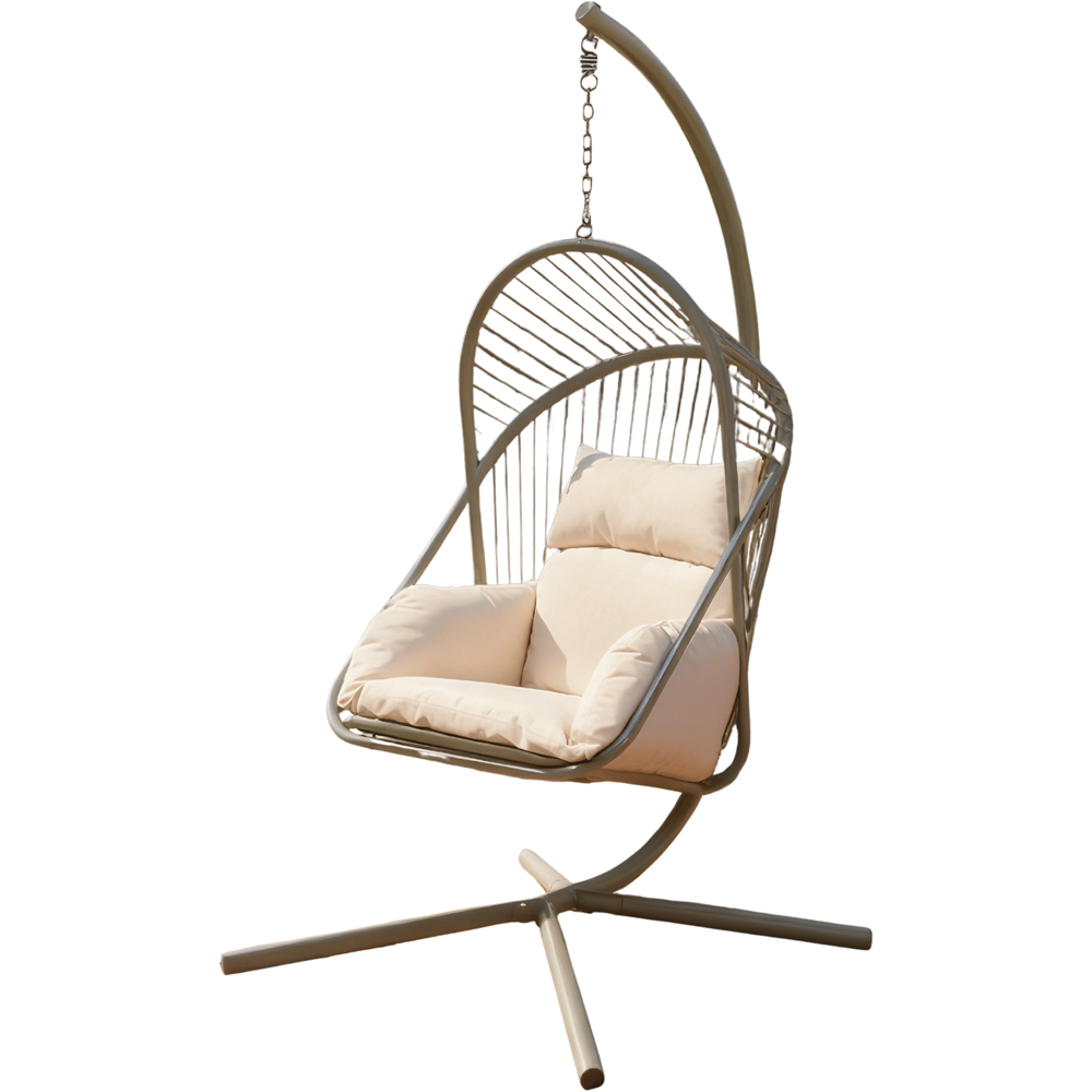 Home Source Capri Green Steel Hanging Egg Chair with Cushions Image 2