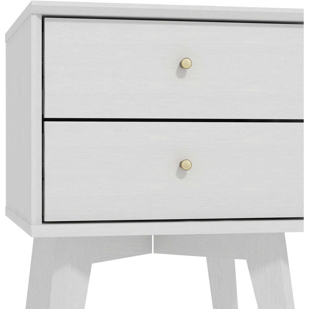 GFW Buckfast 2 Drawer Pearl White Side Table Image 6