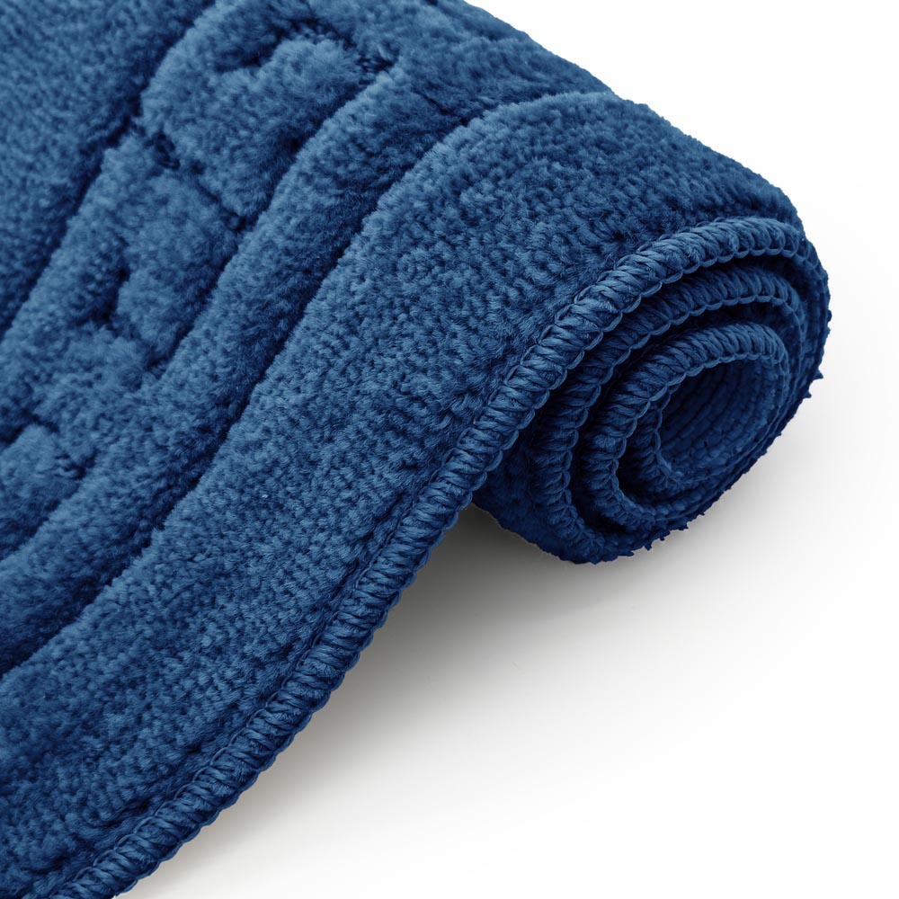 Velosso Greek Key Navy Bath Mat Set Image 3
