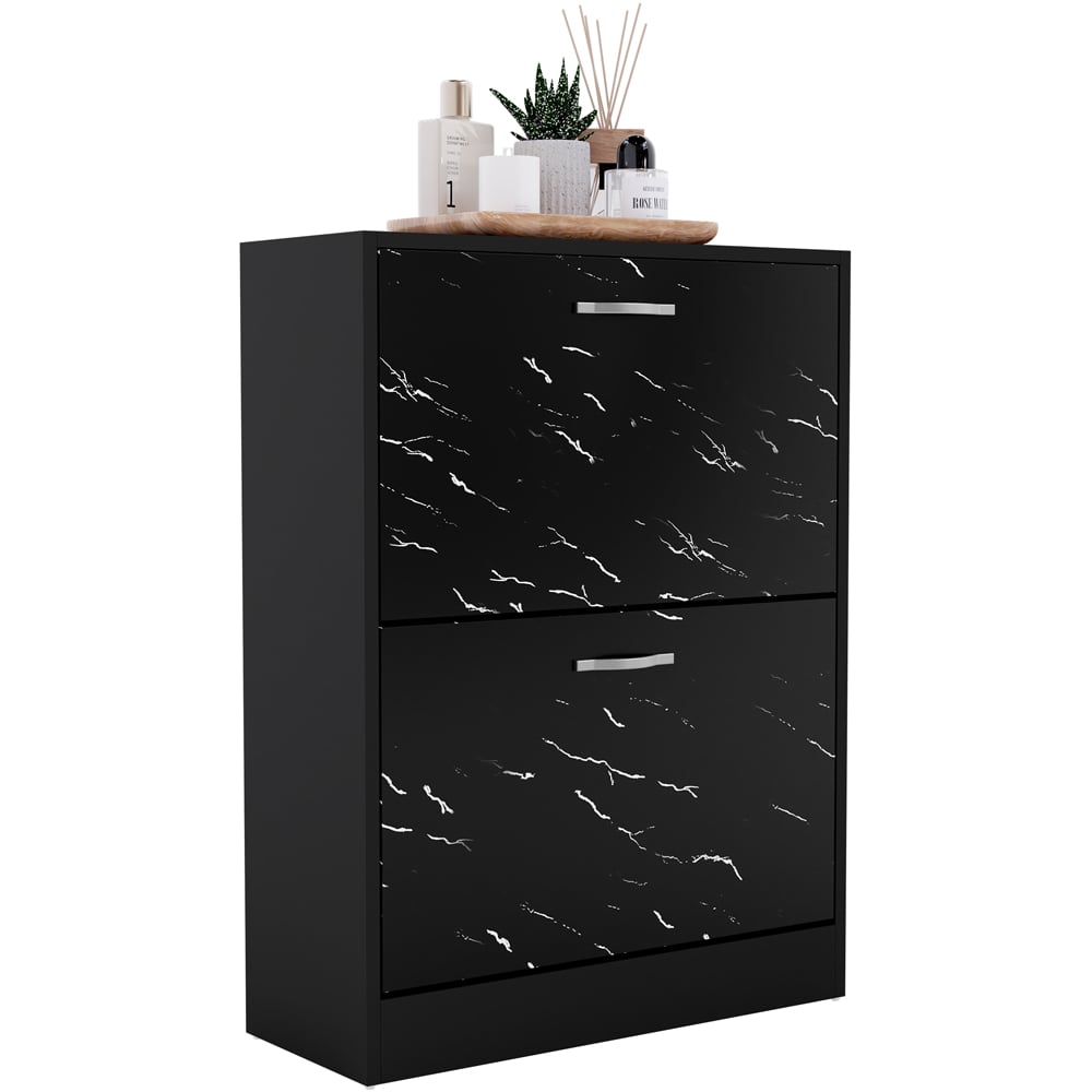 Vida Designs 2 Drawer Black Marble Shoe Cabinet Image 2