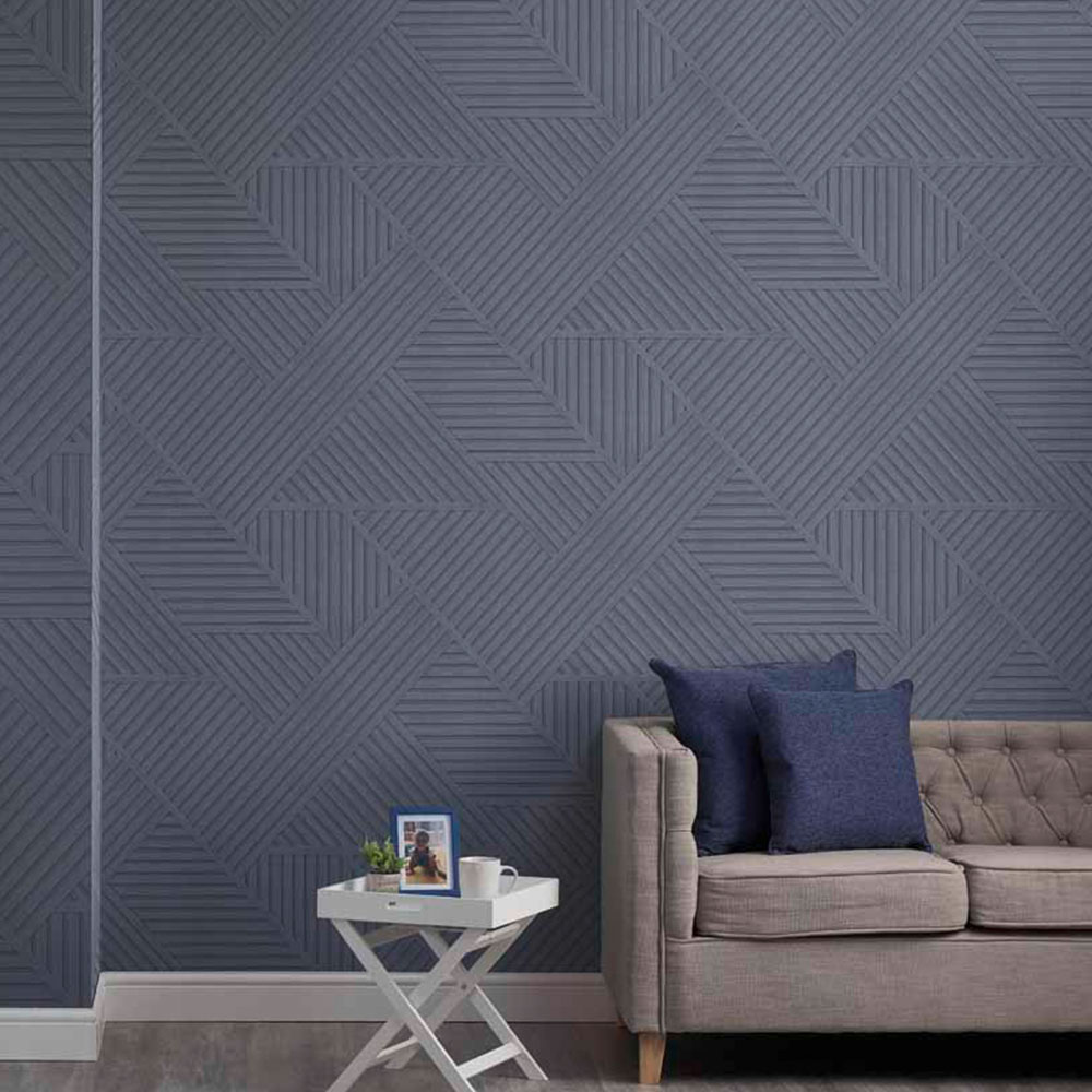 Holden Wood Geometric Dark Blue Wallpaper Image 4