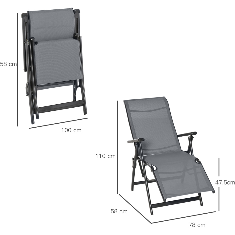 Outsunny Set of 2 Grey Foldable Recliner Sun Lounger Image 8