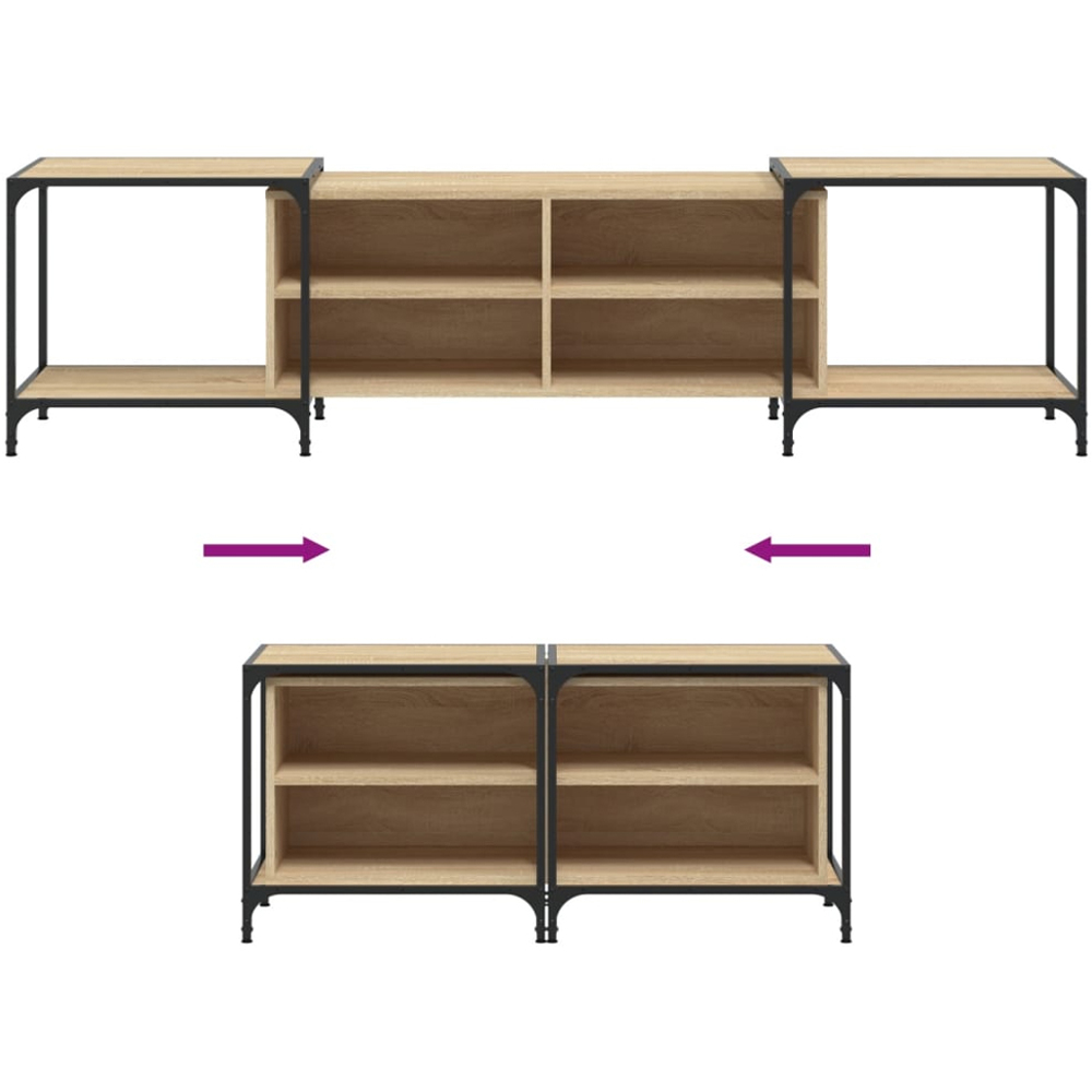 vidaXL 4 Shelf Sonoma Oak Industrial Style Adjustable TV Cabinet Image 7