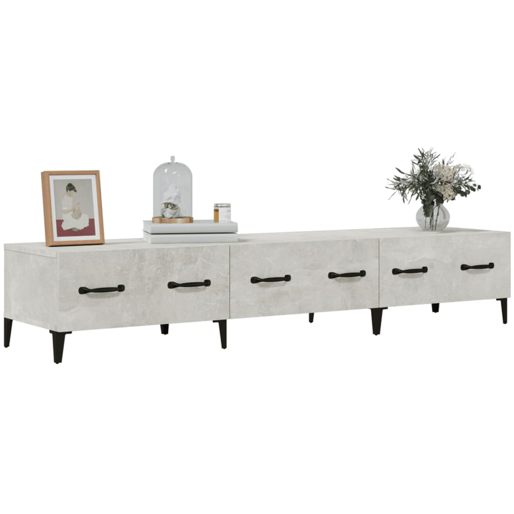 vidaXL 3 Drawer Grey Concrete TV Cabinet Image 4