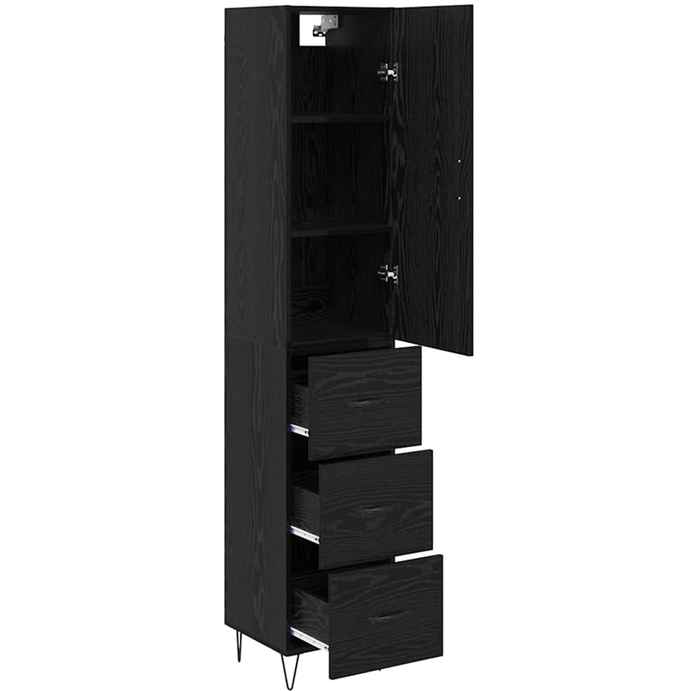 vidaXL Single Door 3 Drawer Black Tall Slim Highboard Image 5