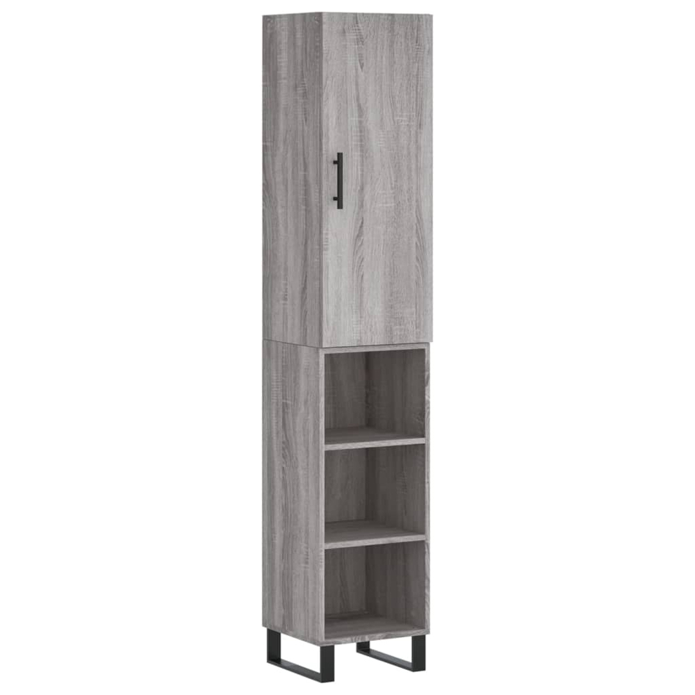 vidaXL Single Door 3 Shelf Grey Sonoma Highboard Image 2