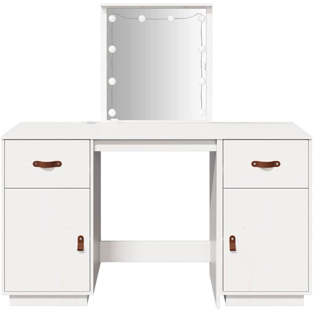 vidaXL 2 Door 2 Drawer White Dressing Table Set with LED Mirror Image 5
