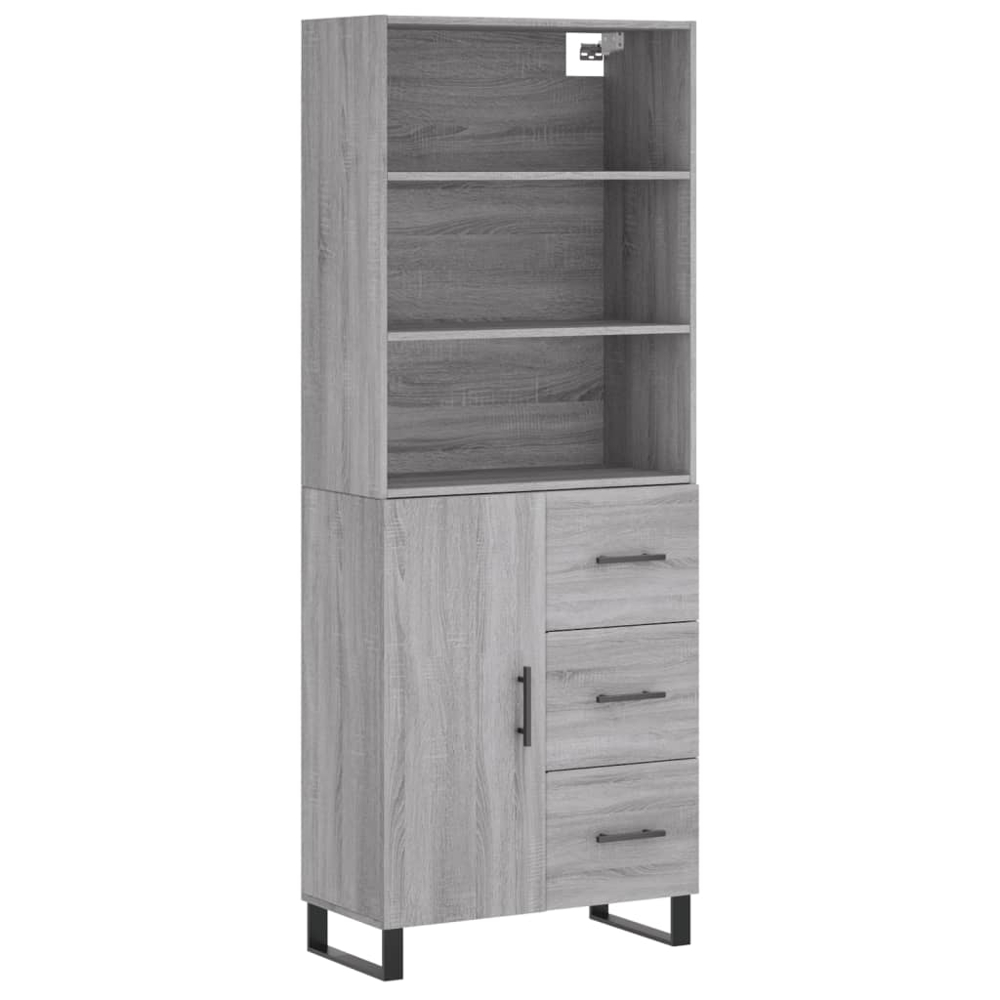 vidaXL Single Door 3 Drawer 3 Shelf Grey Sonoma Highboard Image 2