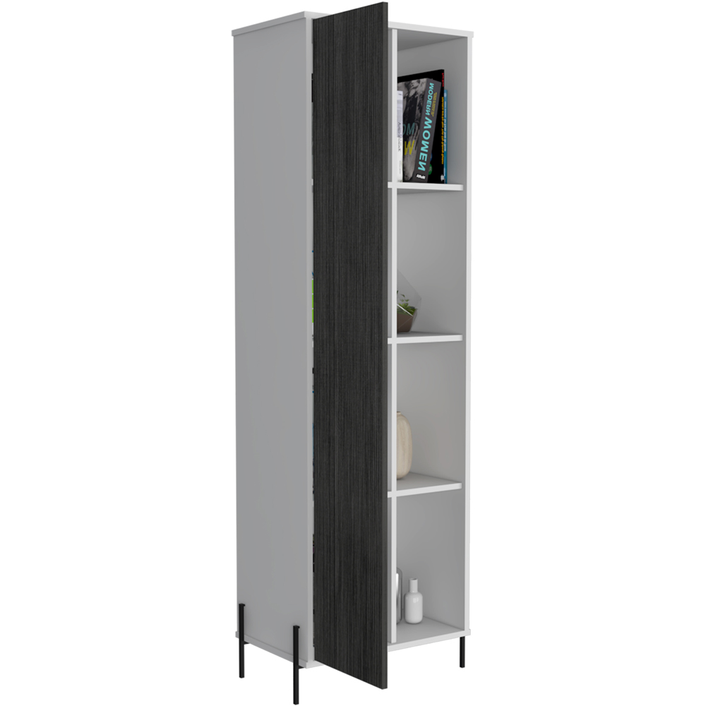 Core Products Dallas Single Door White and Carbon Grey Tall Display Cabinet Image 4