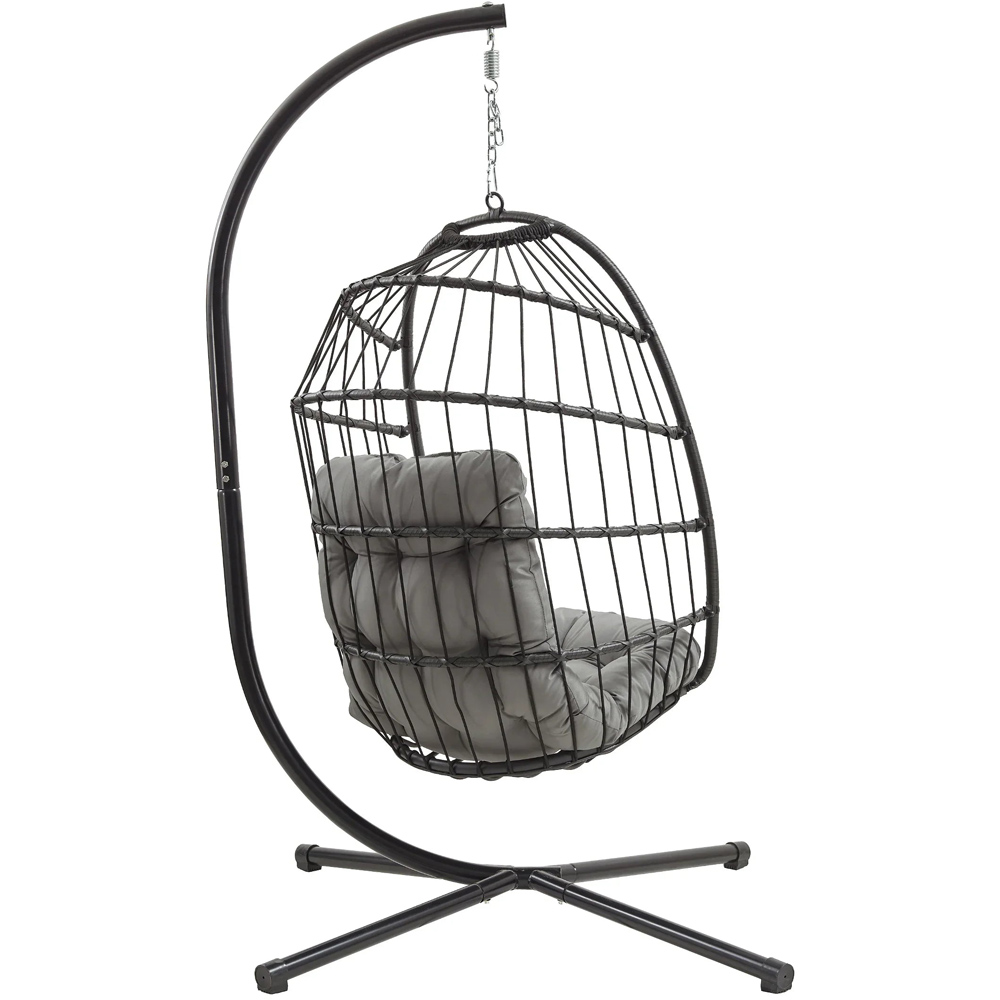 MonsterShop Black Rattan Hanging Egg Chair Image 4