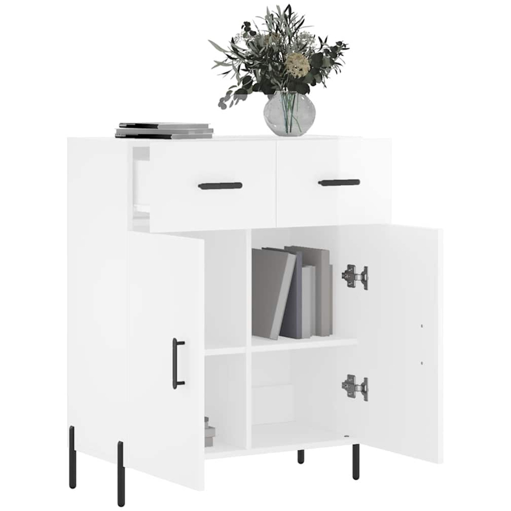 vidaXL 2 Door 2 Drawer High Gloss White Sideboard Image 4