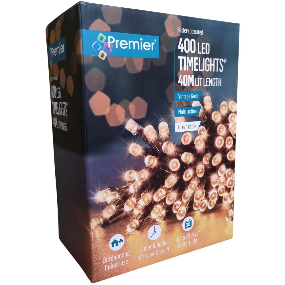 Premier TimeLights 400 Vintage Gold LED Multi-Function Christmas String Light 40m Image 2