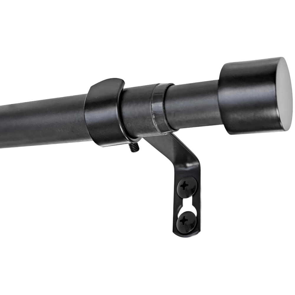 Harbour Housewares 77-257cm Extendable Matt Black Metal Curtain Pole Kit Image 1