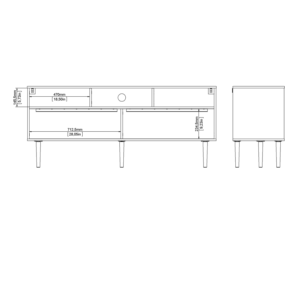 Florence Rome 2 Sliding Door Jackson Hickory Oak and Matt Black TV Unit Image 8