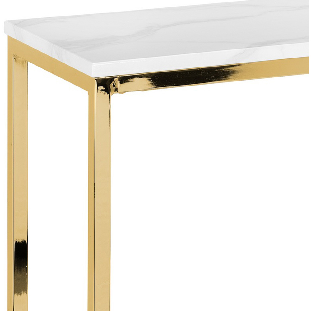 Julian Bowen Scala Gold and White Marble Top Console Table Image 3