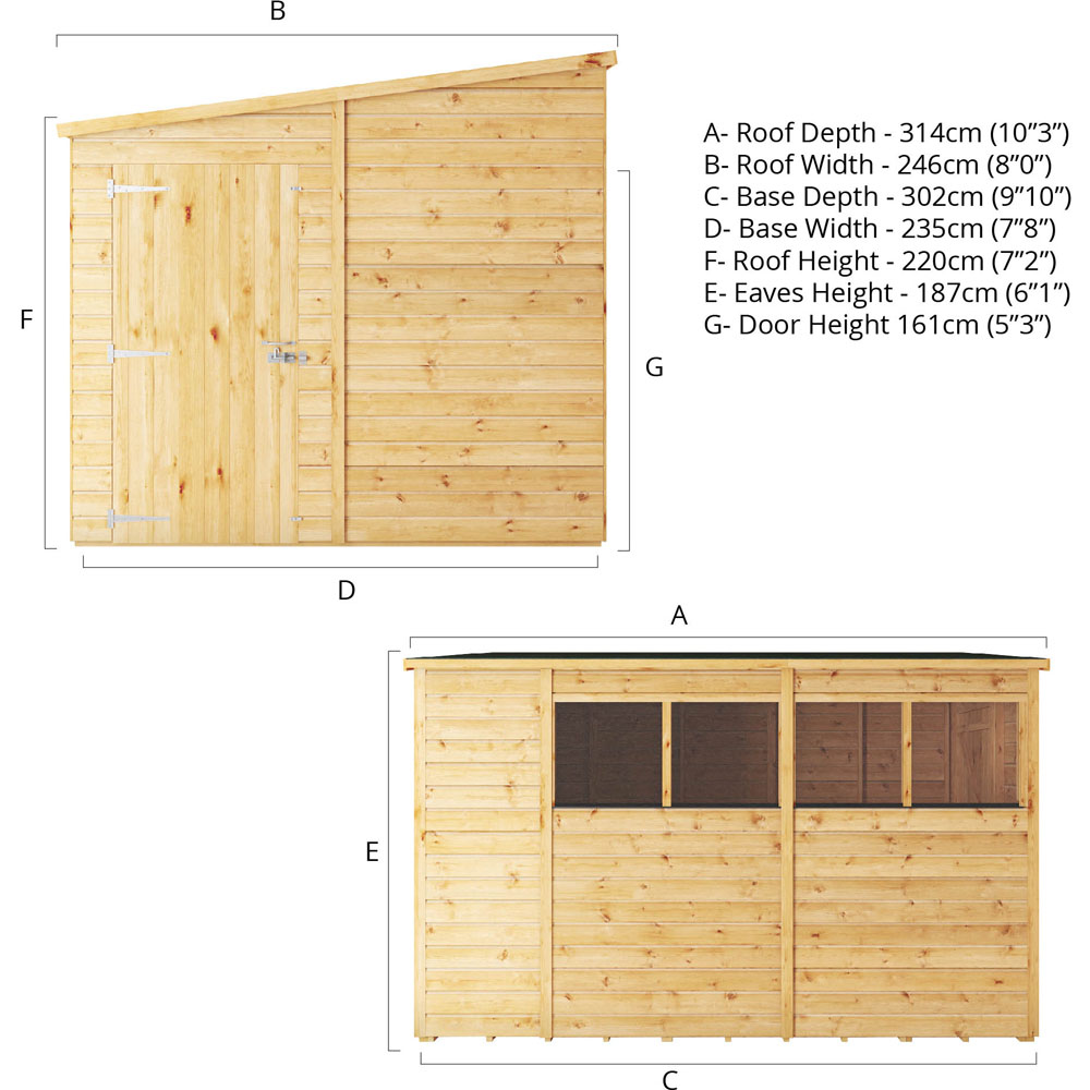 Mercia Woodsman 10 x 8ft Shiplap Glass Pent Shed Image 9