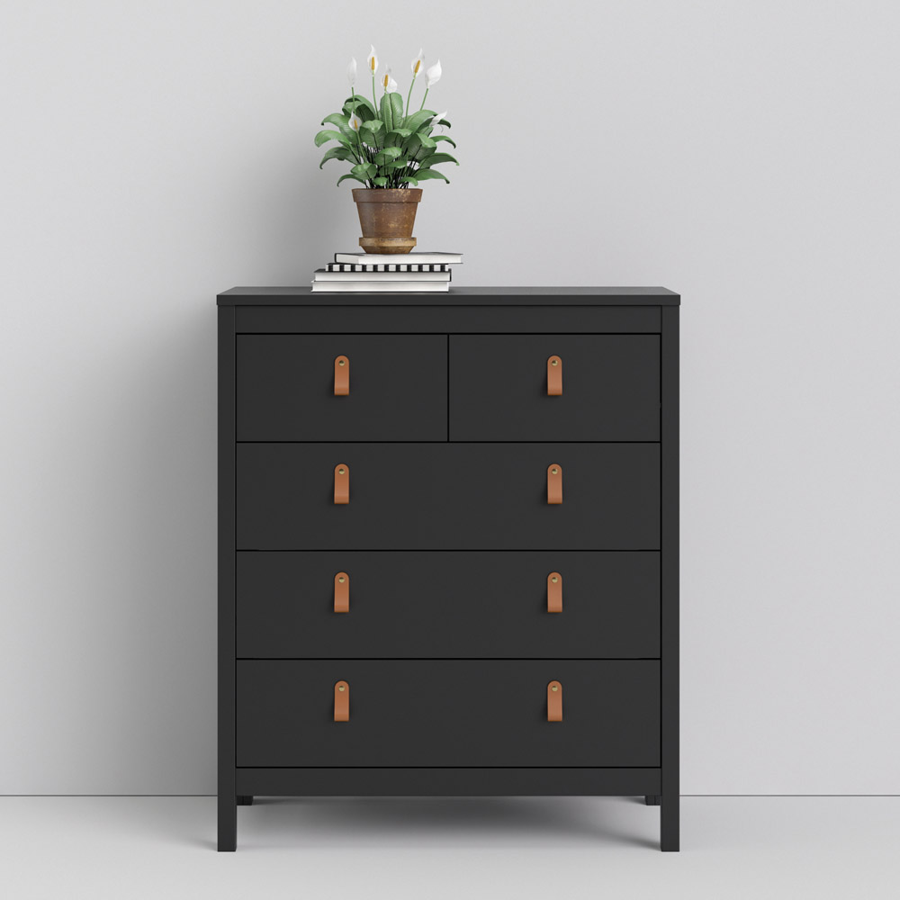 Florence Barcelona 5 Drawer Matt Black Chest of Drawers Image 5