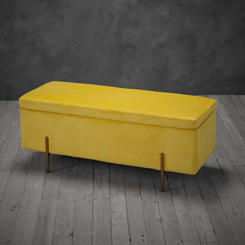 LPD Furniture Lola Mustard Yellow Storage Ottoman Wilko