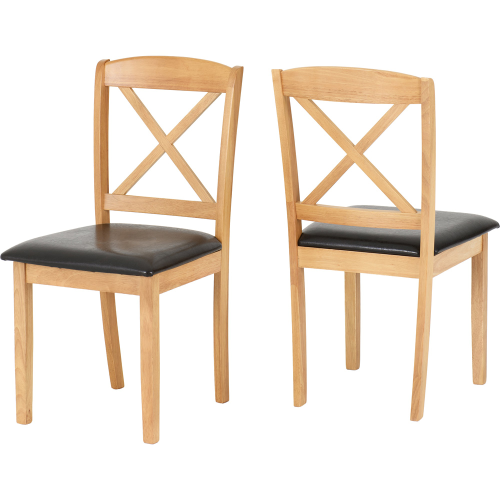 Seconique Mason Set of 2 Brown Oak Varnish Dining Chair Image 2
