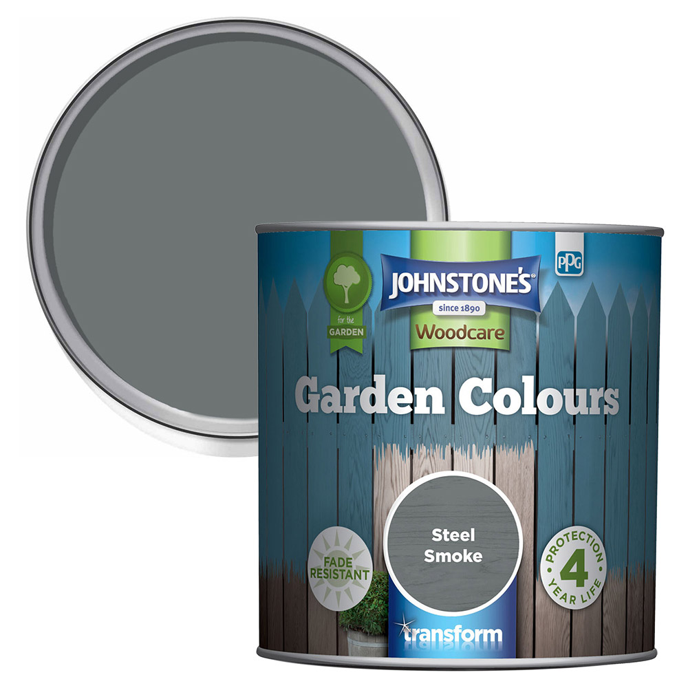 Johnstone's Woodcare Steel Smoke Garden Colours Paint 1L Image 1