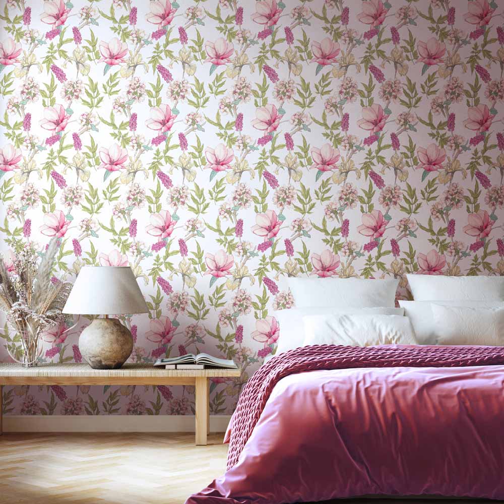 Hoopla Walls Orchid Bloom Sweet Pea Non Woven Wallpaper Image 2