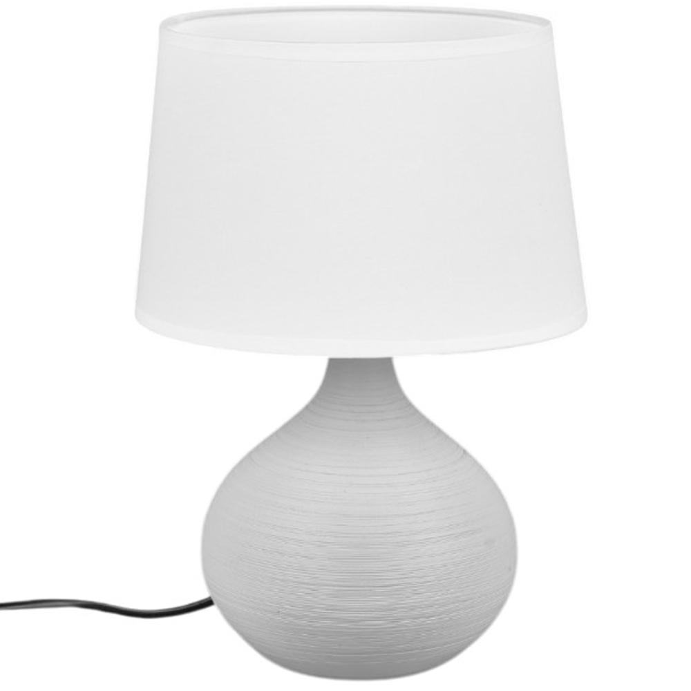 TRIO Martin Cappuccino Ceramic Table Lamp with White Shade Image 1