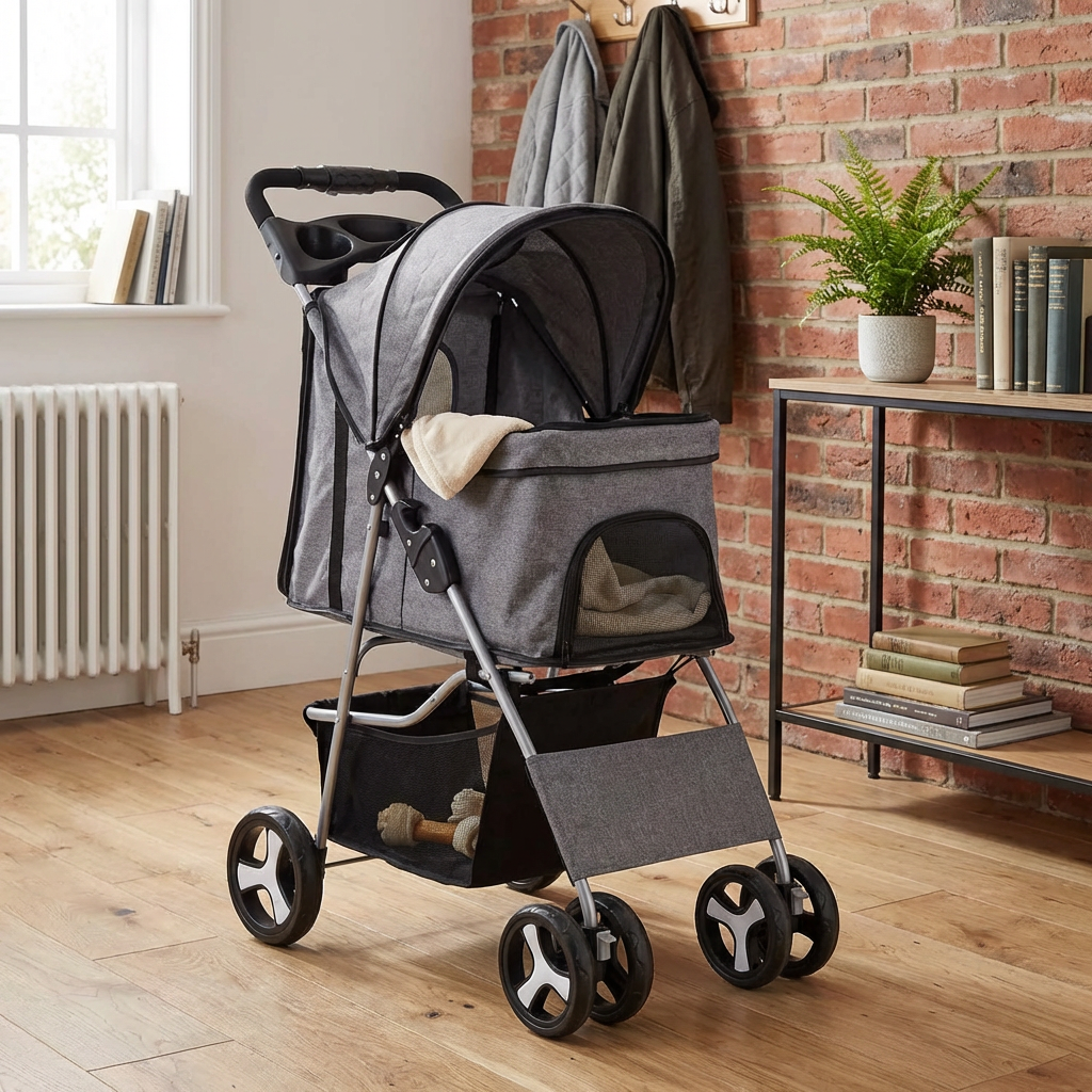 Pet Stroller Grey - Grey Image 4