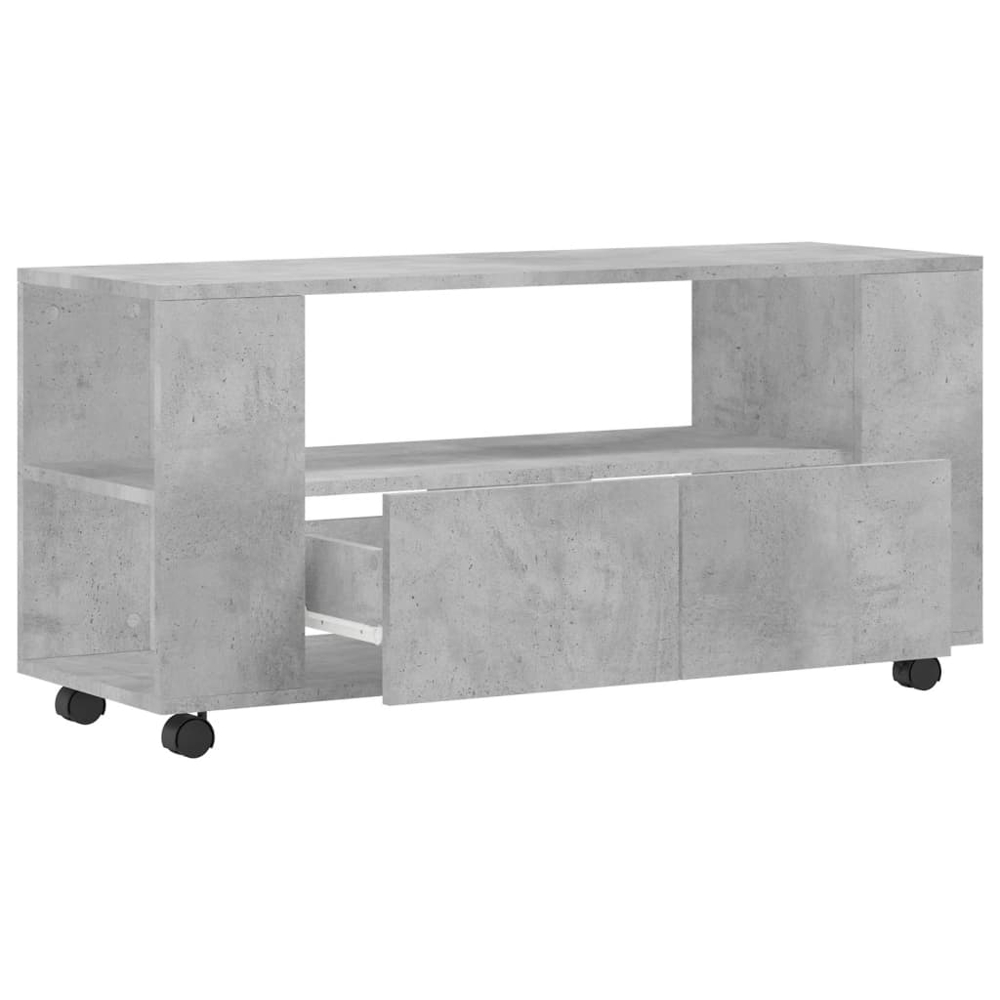 vidaXL 2 Drawer 4 Shelf Grey Sonoma Rolling TV Cabinet Image 5