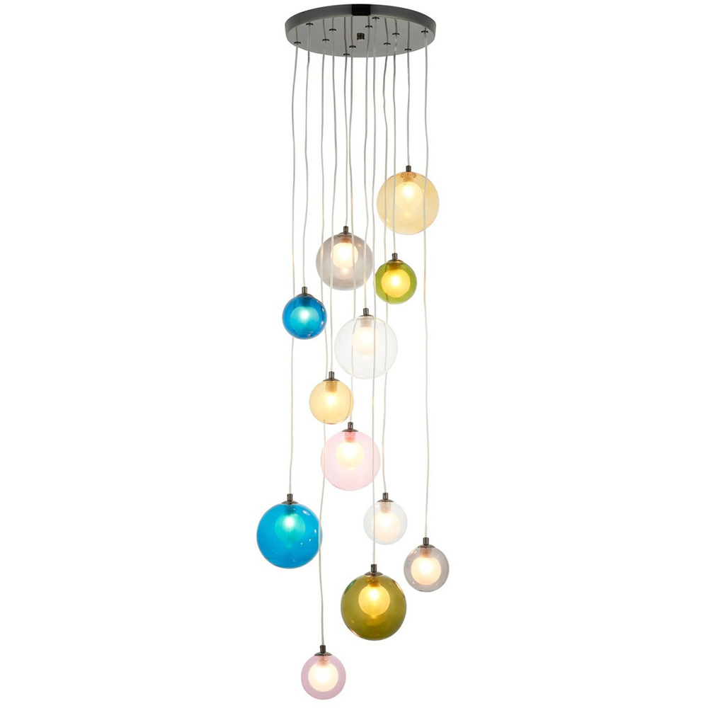 Merano Cagliari Glass Multi Coloured 12 Light Pendant Ceiling Lamp Image 3