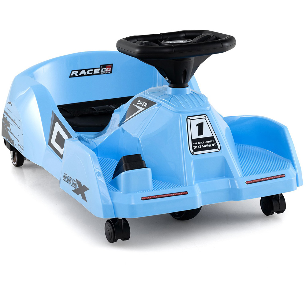 Costway Kids Blue Electric Ride On Cleaning Go Kart Race Car with Detachable Mop 12V Image 4