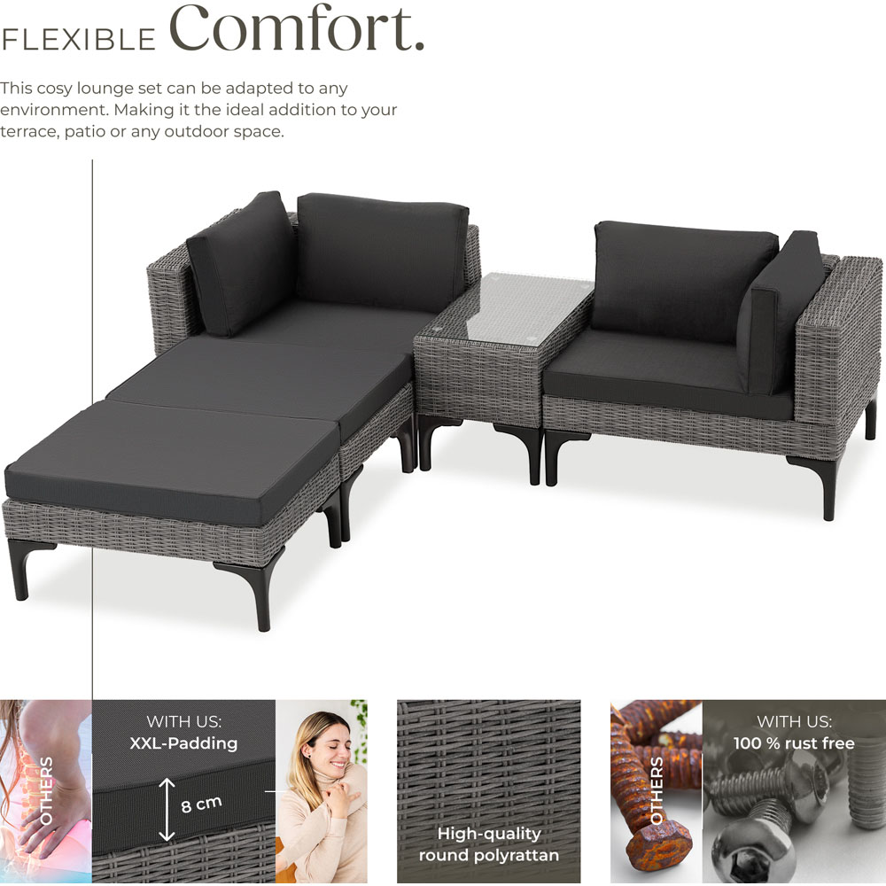 tectake Bellaria Grey 4 Seater Garden Furniture Set Image 3