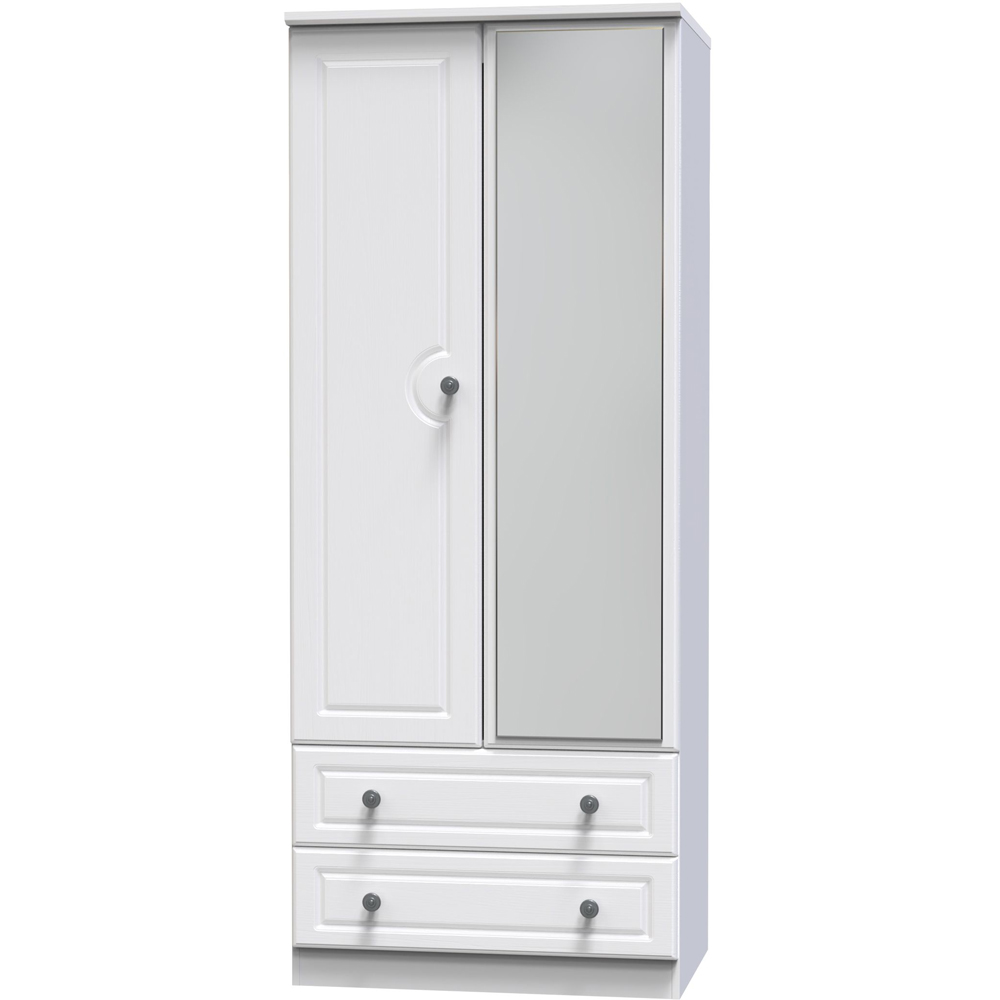 Crowndale Pembroke 2 Door 2 Drawer Matt White Mirror Wardrobe Ready Assembled Image 4