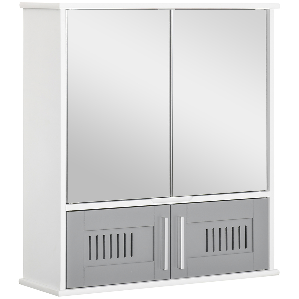Kleankin White Bathroom Mirror Cabinet with Air Holes Image 2