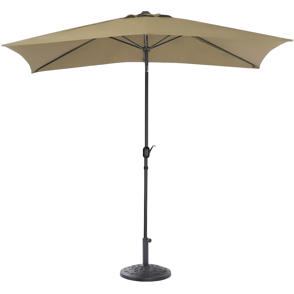 Living and Home Beige Square Crank Tilt Parasol with Round Base 3m Image 4