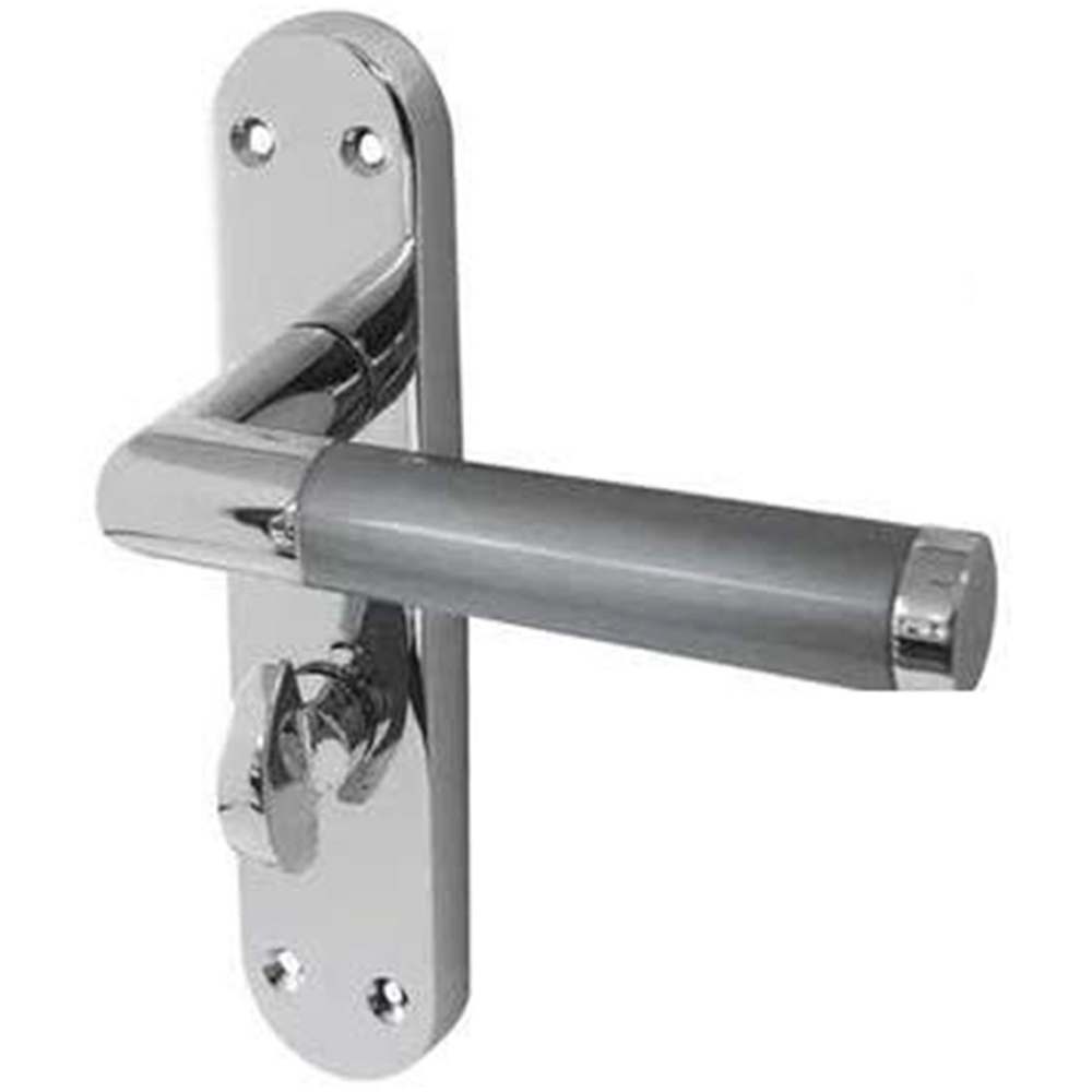 Golden Grace Duo Chrome Satin Finish Backplate Mitred Door Handle Set 182 x 45mm Image 3