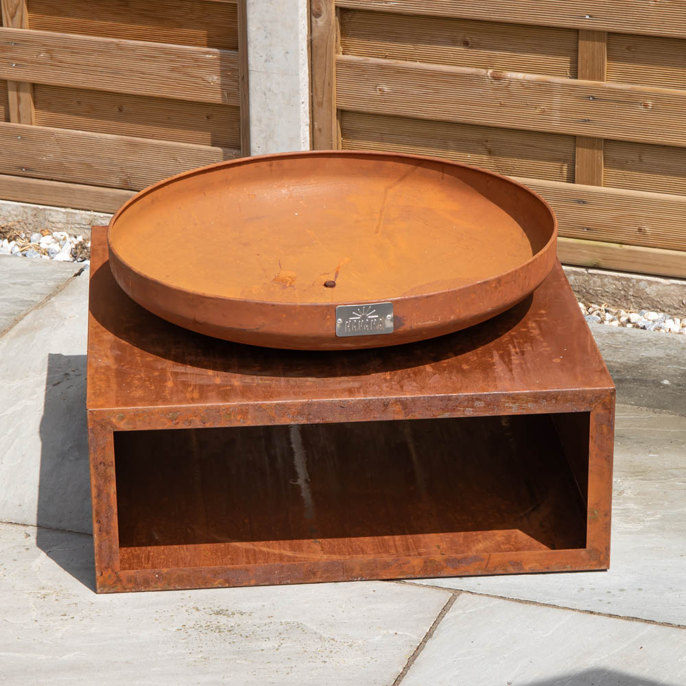 Havana Tierra Outdoor Steel Fire Bowl and Log Store 37cm Image 2