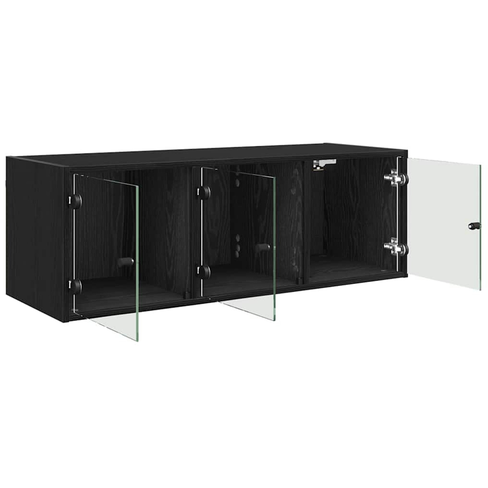 vidaXL 3 Glass Door Black Oak Wall Cabinet Image 5