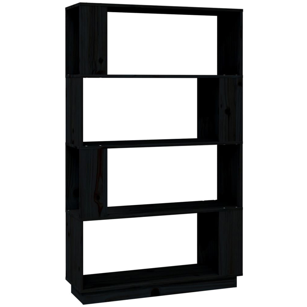vidaXL 4 Shelf Black Solid Pine Wood Bookcase Image 2