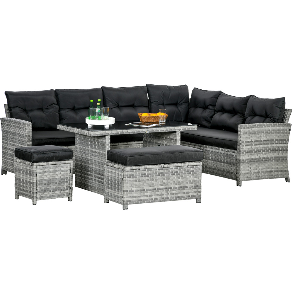 Outsunny 10 Seater Mixed Grey Rattan Patio Furniture Set Image 2