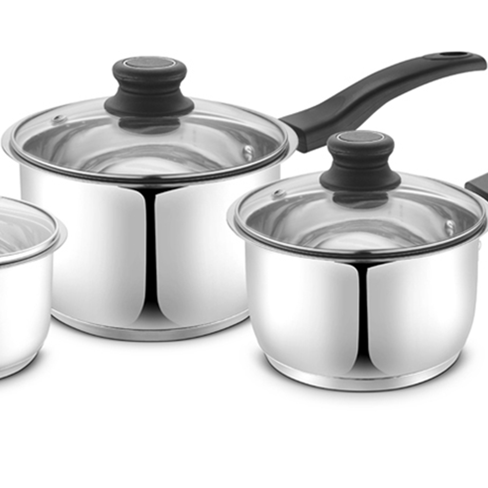 Highlands Homeware Stainless Steel Saucepan with Glass Lid 3 Pack Image 3