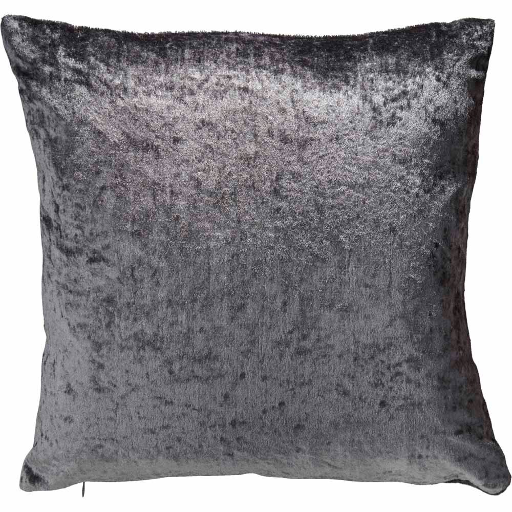 Wilko Charcoal Crushed Velvet Cushion 43 x 43cm Image 1