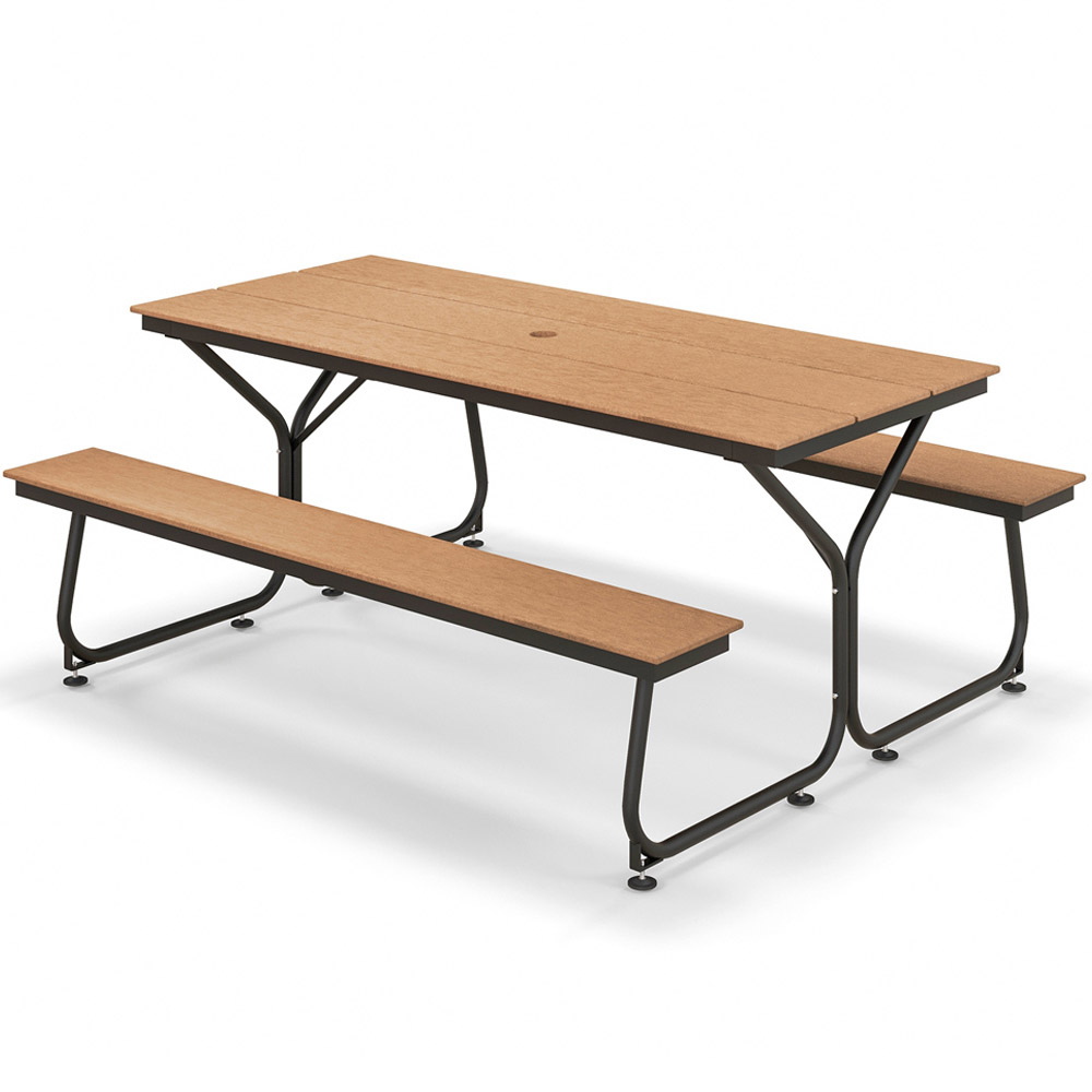 Costway 8 Seater Brown Outdoor Picnic Bench Set Image 2