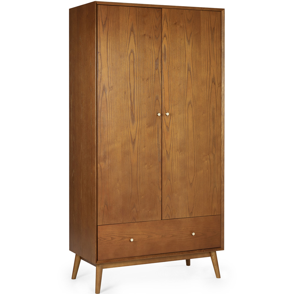 Julian Bowen Lowry 2 Door Single Drawer Cherry Ash Wardrobe Image 2