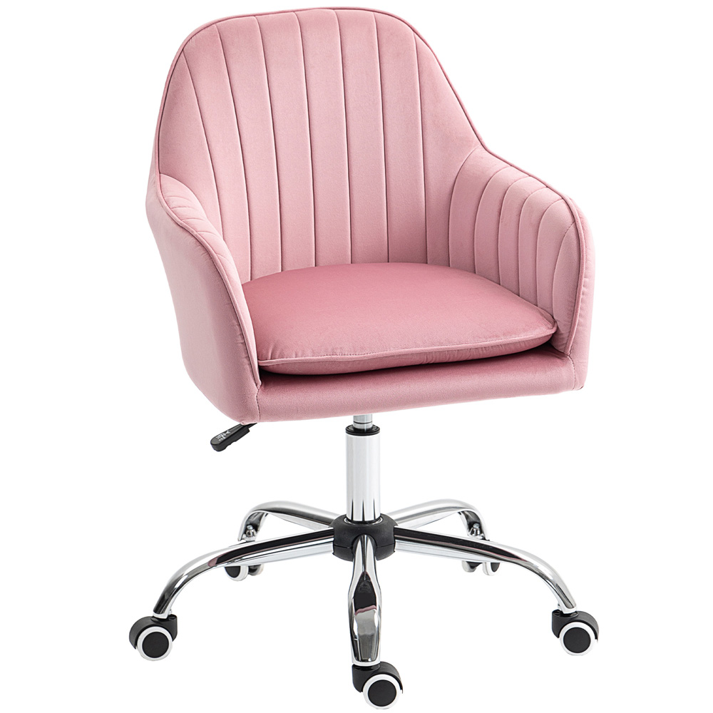 HOMCOM Dark Pink Swivel Desk Chair with Adjustable Height Image 2