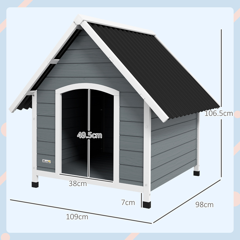 PawHut Grey Outdoor Large Dog Kennel Image 7