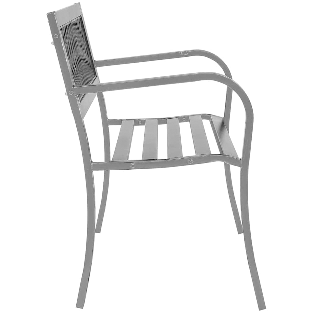vidaXL 2 Seater Black Steel Cross Backrest Garden Bench Image 3