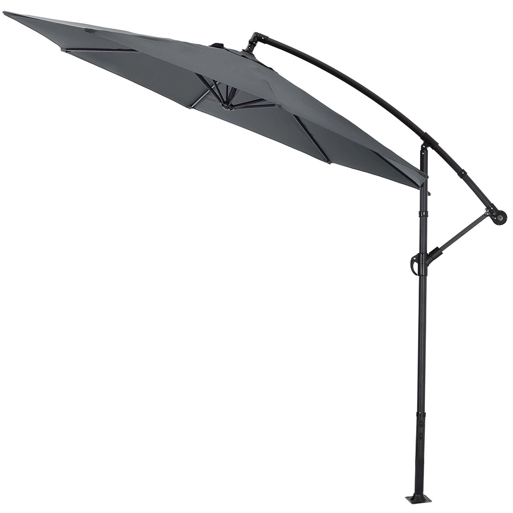 Living and Home Light Grey LED Cantilever Parasol with Cross Base and Round Base 3m Image 3
