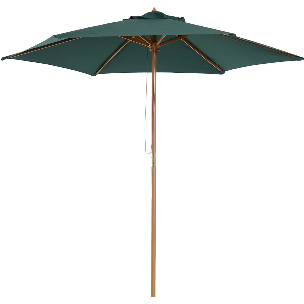 Outsunny Dark Green Wooden Parasol 2.5m Image
